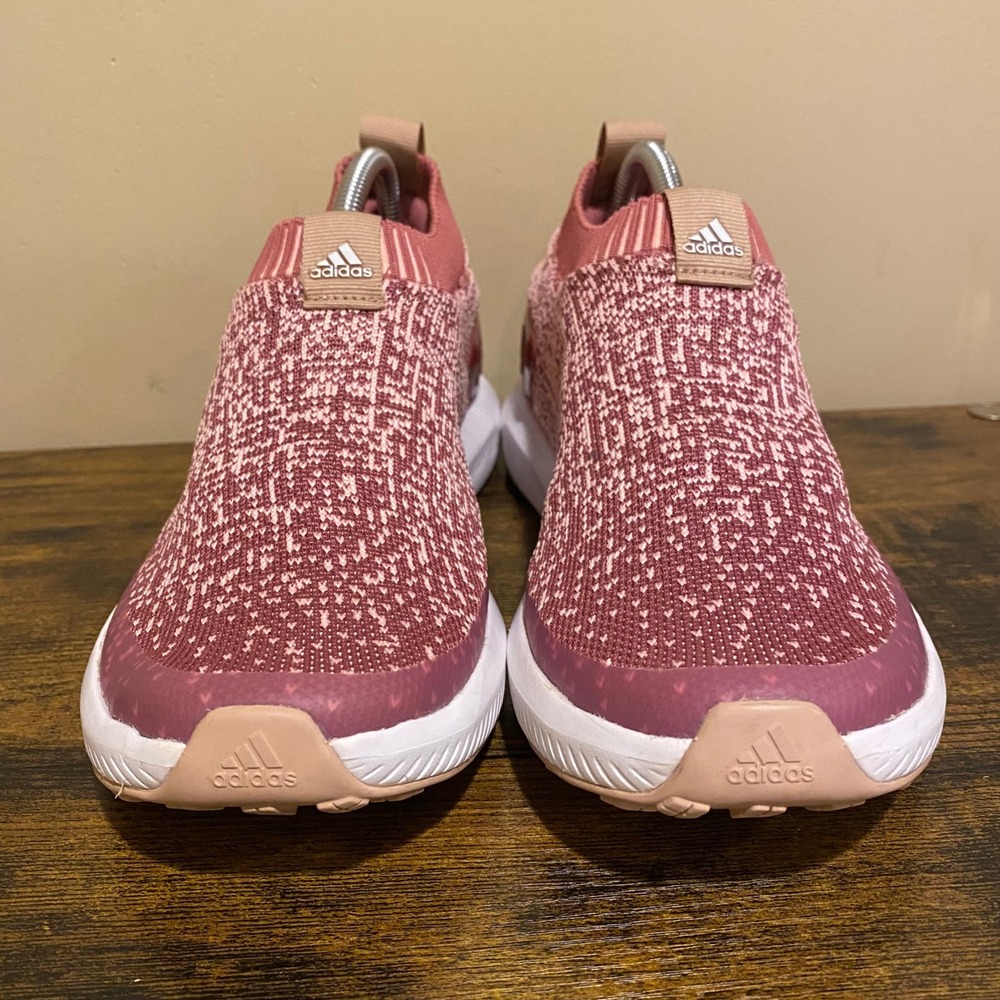 Adidas Cloudfoam Pure Pink Marled Knit Slip On Running Shoes B96354 Womens 7 - Picture 2 of 8